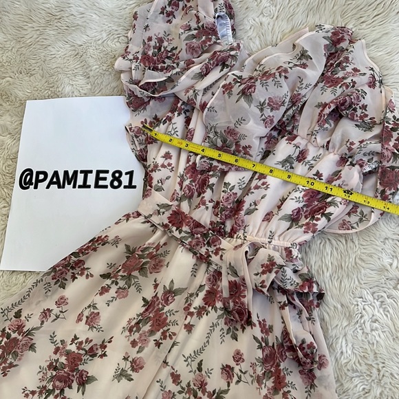 NO BRAND Women’s One Shoulder Ruffled Chiffon Maxi Floral Dress Size Small EUC - Picture 6 of 12